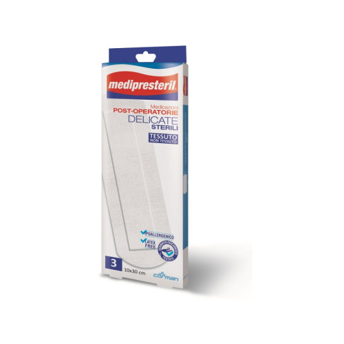 Medicazione post operatoria medipreseteril delicata tnt 10x30cm 3 pezzi