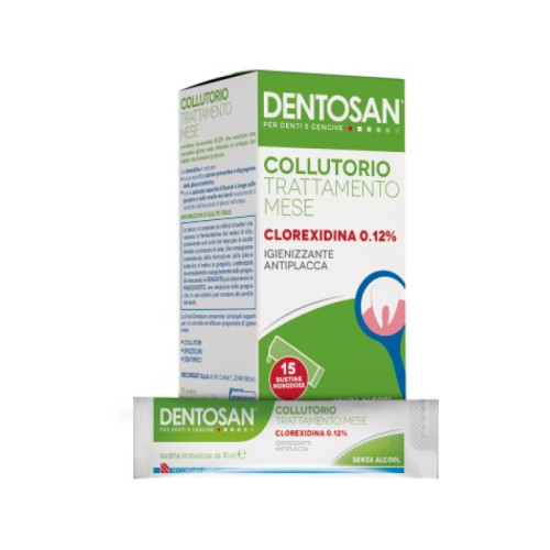 Dentosan collutorio monodose trattamento mensile 0,12% 15 bustine da 10 ml