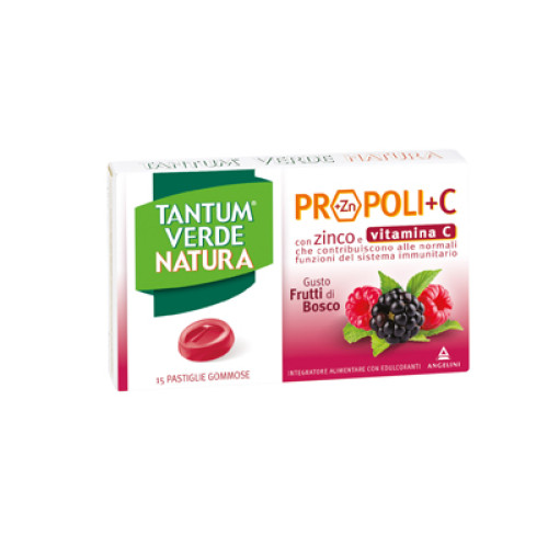 Tantum verde natura propoli+c con zinco e vitamina c 15 pastiglie gommose gusto frutti di bosco