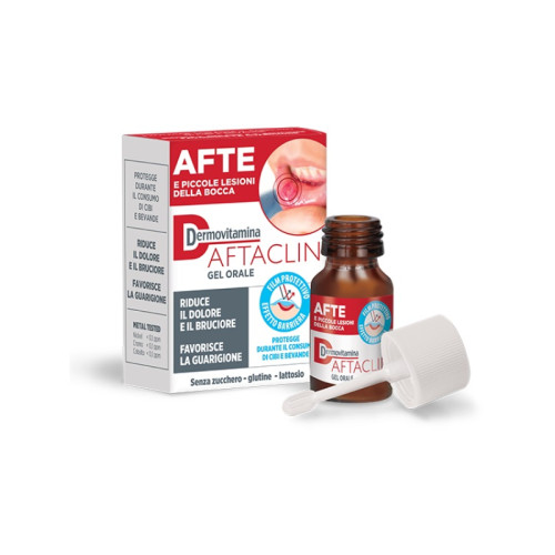 Dermovitamina aftaclin gel orale 7 ml contro dolore e brucione senza zucchero e senza glutine