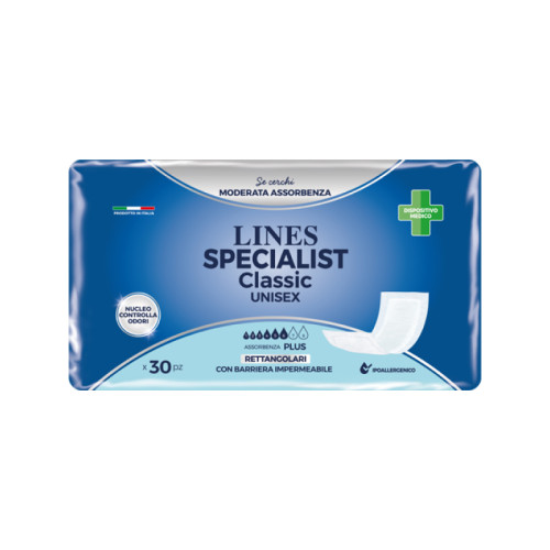 Pannolone lines specialist classic rettangolare con barriera 30 pezzi
