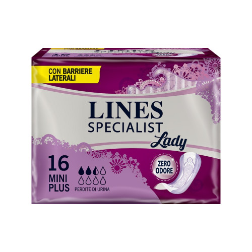 Assorbenti per incontinenza lines specialist lady mini plus 16 pezzi