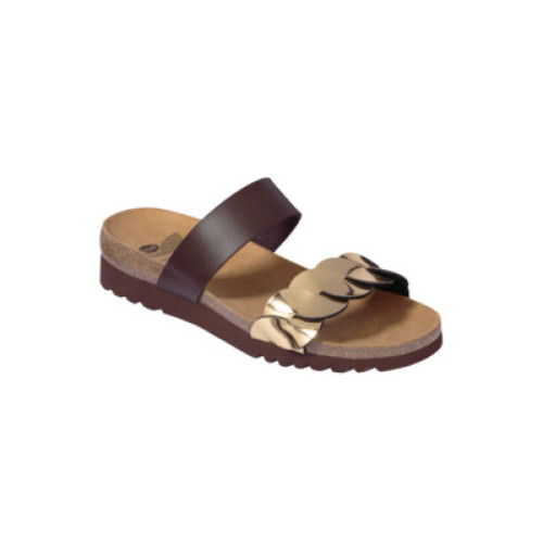 Scarpa jada synthetic w brown/gold tomaia in similpelle+similpelle a specchio fodera in feltro sottopiede in microfibra suola eva 39