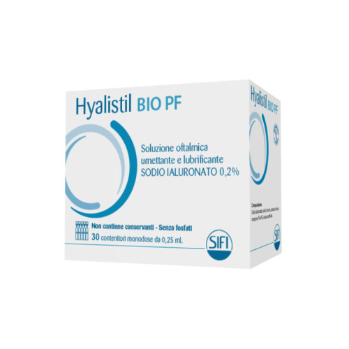 Hyalistil bio pf soluzione oftalmica phosphate free monodose a base di acido ialuronico 0,2% 30 flaconcini 0,25 ml