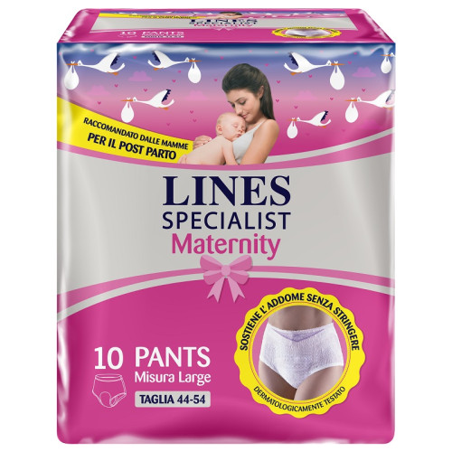 Lines specialist maternity mutandina assorbente per perdite post parto misura large 10 pezzi