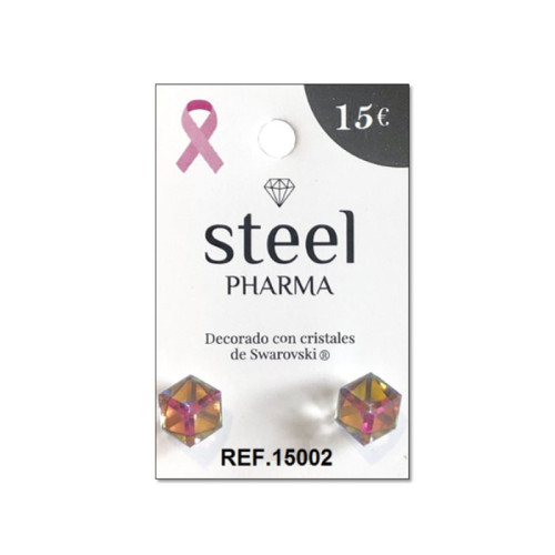 Orecchini sterili steel pharma cube vitral 6
