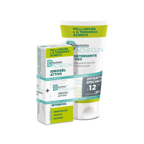 Dermovitamina acneclin idrogel attivo azione intensiva 40 ml + detergente viso uso quotidiano 200 ml