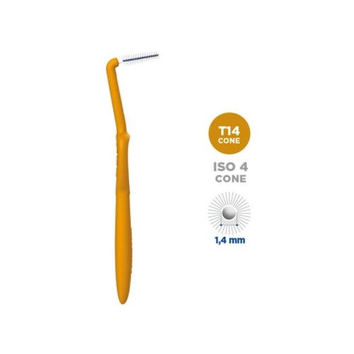Scovolino curasept proxi angle misura t14 conico iso 4 colore ocra diametro 1,4 mm 5 pezzi