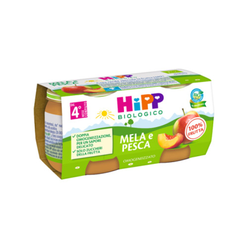 Hipp bio omogeneizzato mela/pesca 2 x 80 g