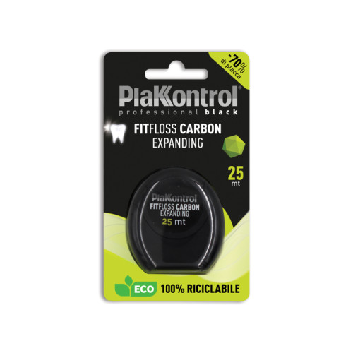 Plakkontrol professional black fitfloss carbon expanding filo interdentale 25 metri fresh mint