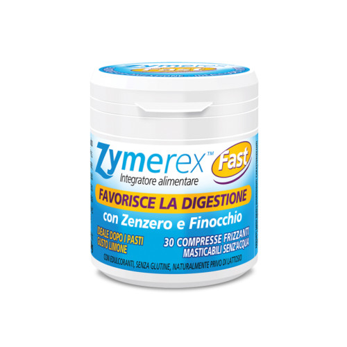 Zymerex digestivo fast 30 compresse masticabili gusto limone con edulcoranti senza glutine e lattosio