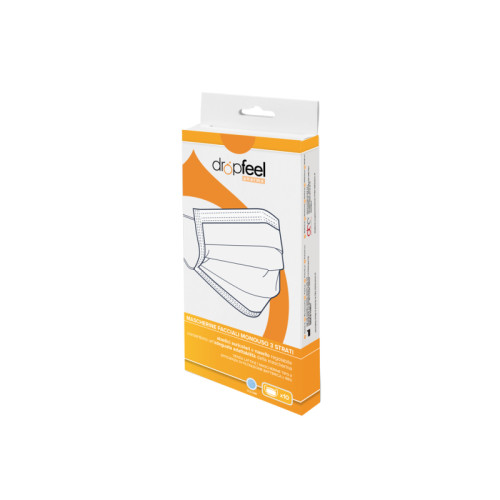 Mascherina uso medico dropfeel pharma monouso tipo ii azzurra astuccio arancione 10 pezzi