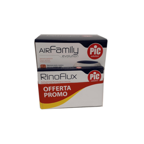 Bundle promo con aerosol air family evo + rinoflux 2ml 20pz + rinoflux 5ml 20pz