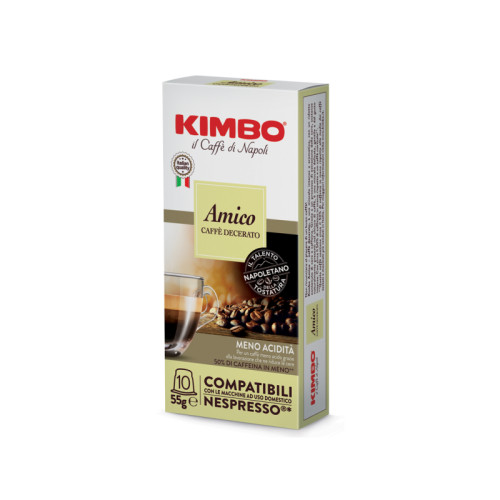 Kimbo amico caffe' torrefatto decerato e macerato 10 capsule compatibili nespresso 5,5 g