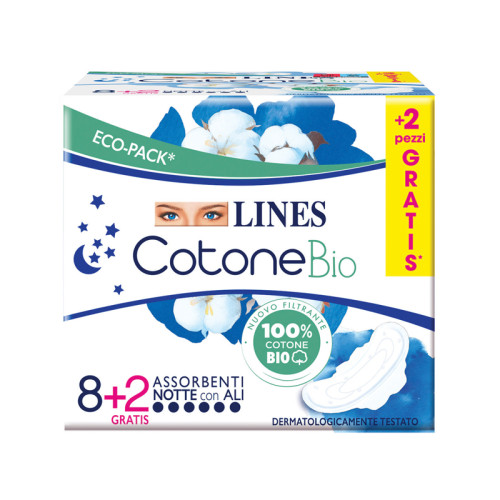 Lines cotone bio ultra notte 10 pezzi