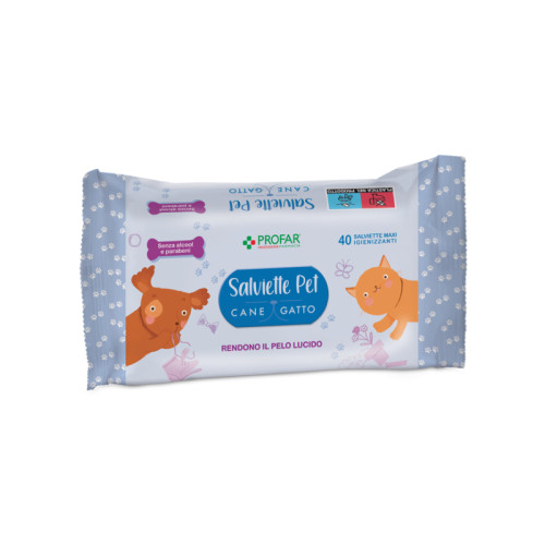 Profar salviette pet detergente talco 40 pezzi maxi