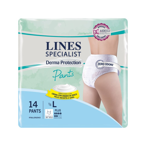 Pannolone per incontinenza lines specialist derma pants plus l 14 pezzi