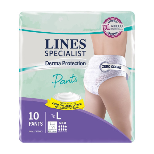 Pannolone per incontinenza lines specialist derma pants maxi l 10 pezzi