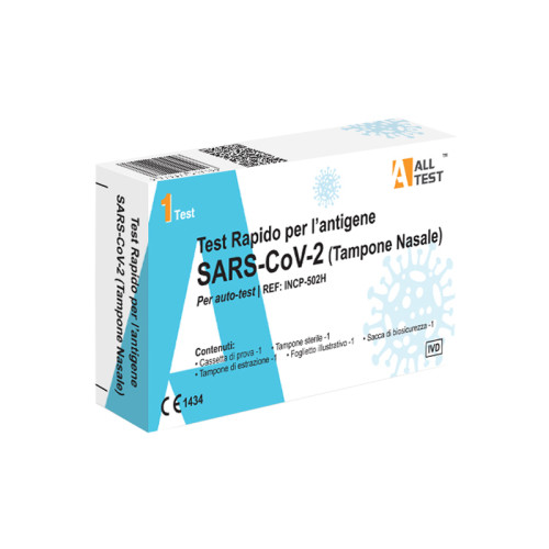 Test antigenico rapido covid-19 alltest autodiagnostico determinazione qualitativa antigeni sars-cov-2 in tamponi nasali mediante immunocromatografia