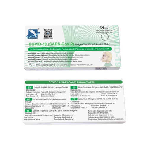Test antigenico rapido covid-19 deepblue autodiagnostico determinazione qualitativa antigeni sars-cov-2 in tamponi nasali mediante immunocromatografia