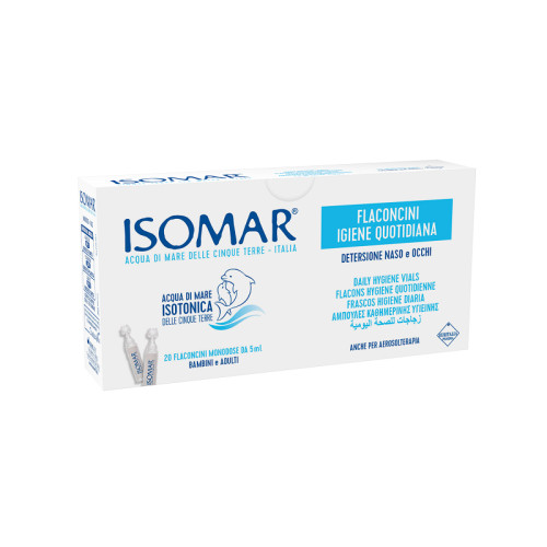 Isomar soluzione isotonica acqua mare igiene quotidiana 20 flaconcini monodose 5 ml