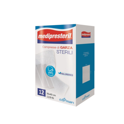 Garza compressa medipresteril 12/8 fu 36x40cm 12 pezzi