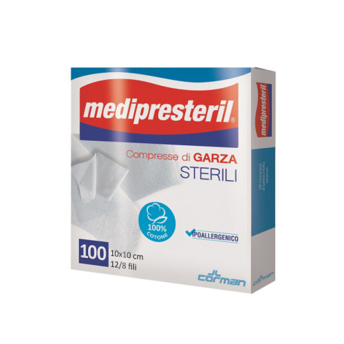 Garza compressa medipresteril 12/8 fu 10x10cm 100 pezzi