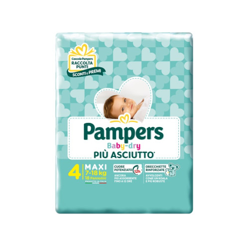 Pampers baby dry pannolini downcount maxi 18 pezzi