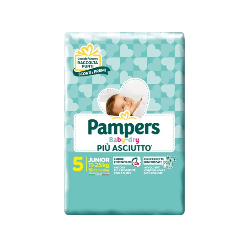 Pampers baby dry pannolini downcount junior 16 pezzi