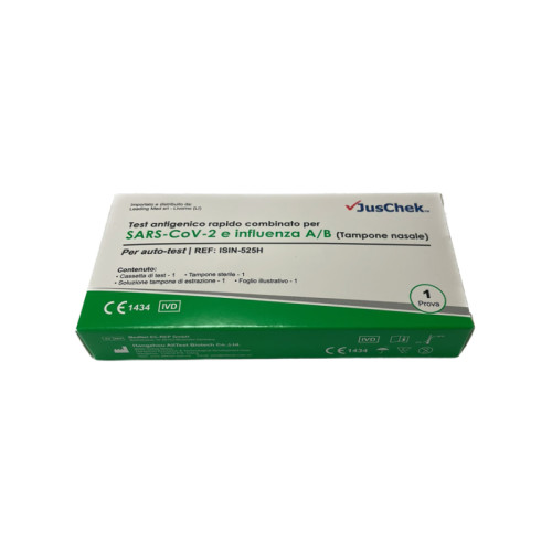 Test antigenico rapido covid-19 juschek autodiagnostico determinazione qualitativa antigeni sars-cov-2 e influenza a+b in tamponi nasali mediante immunocromatografia